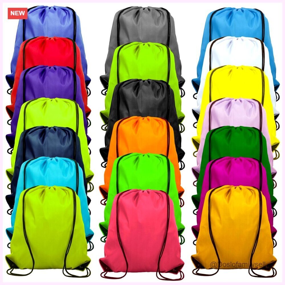 Drawstring Backpack Polyester Bag for Gym Travel Storage